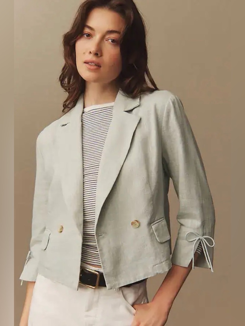 Dolan Left Coast Anthropologie Linen Bow Blazer Jacket Size XS